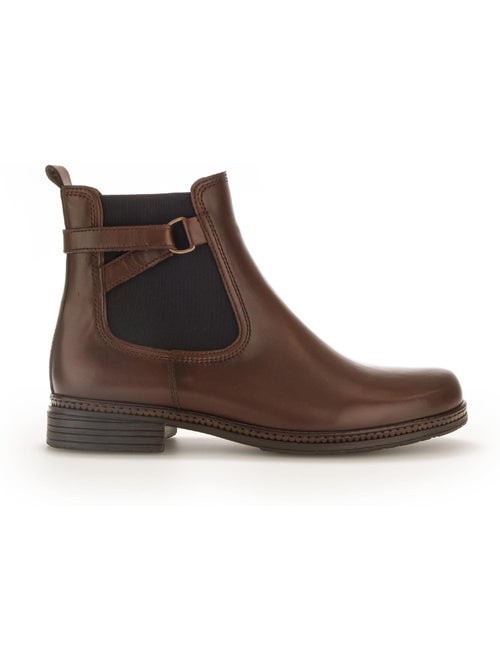 Bottines  en cuir lisse - Kiabi