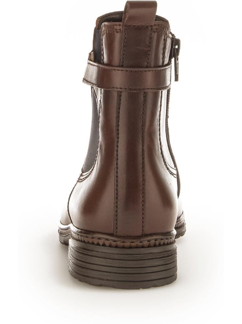 Bottines  en cuir lisse Marron - Kiabi