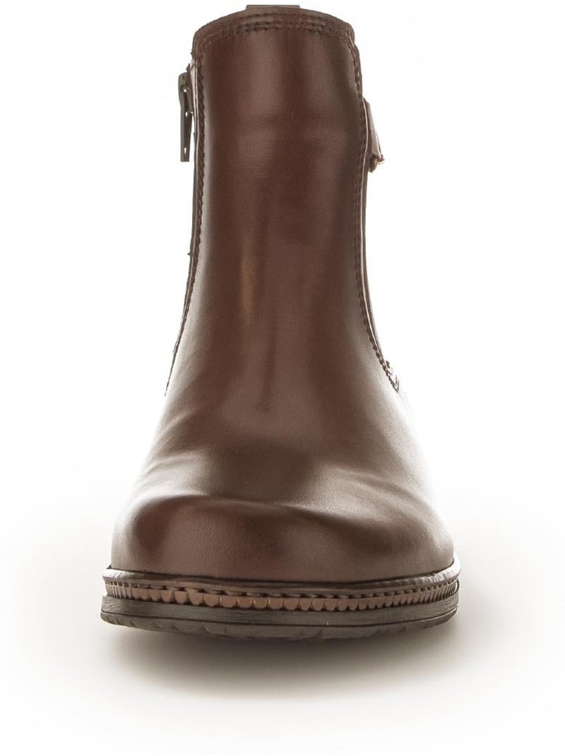 Bottines  en cuir lisse Marron - Kiabi