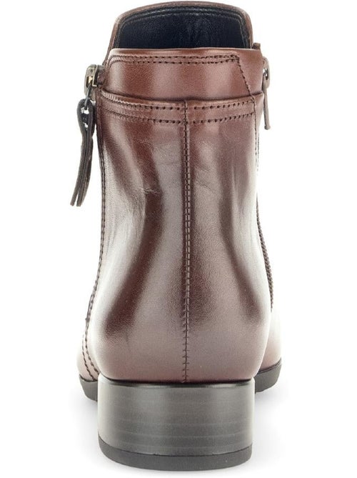 Bottines  en cuir lisse - Kiabi