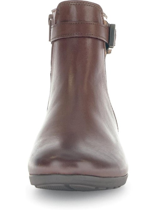 Bottines  en cuir lisse - Kiabi