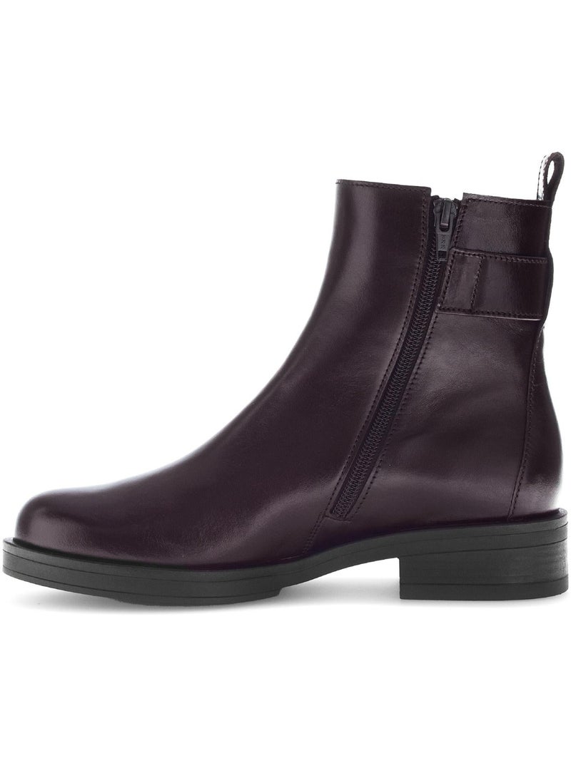Bottines  en cuir lisse Marron - Kiabi