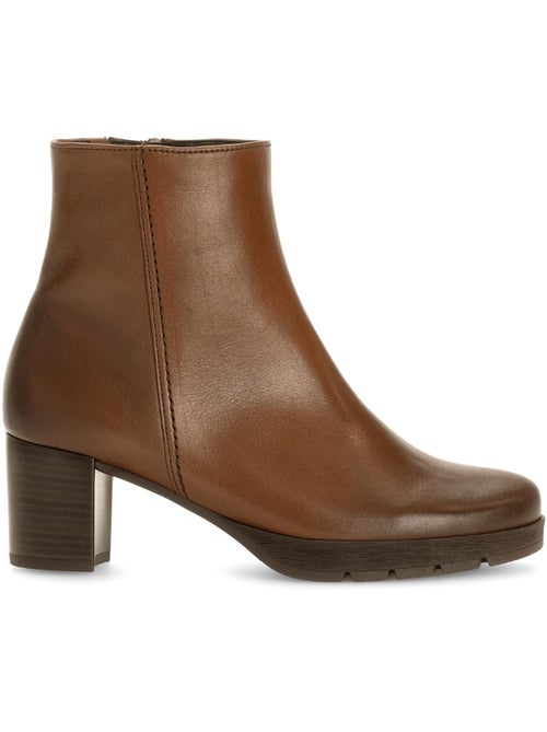 Bottines  en cuir lisse - Kiabi