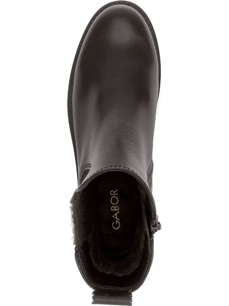 Bottines  en cuir lisse Marron - Kiabi