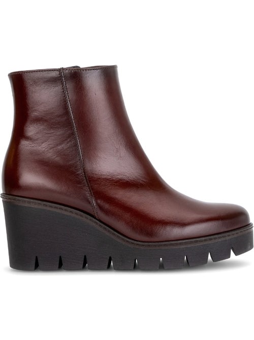 Bottines  en cuir lisse - Kiabi