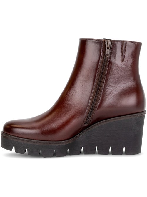 Bottines  en cuir lisse - Kiabi