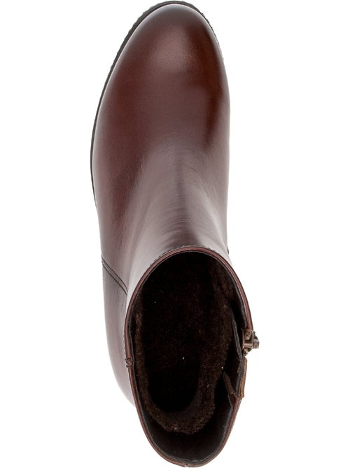 Bottines  en cuir lisse - Kiabi