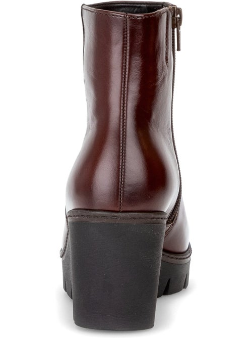 Bottines  en cuir lisse - Kiabi
