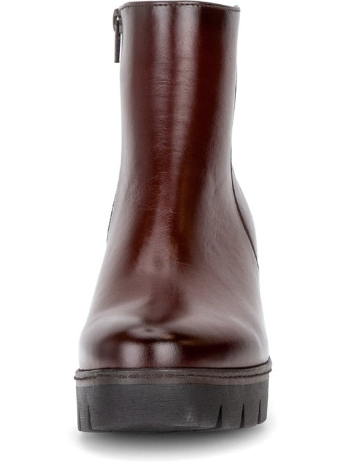 Bottines  en cuir lisse - Kiabi