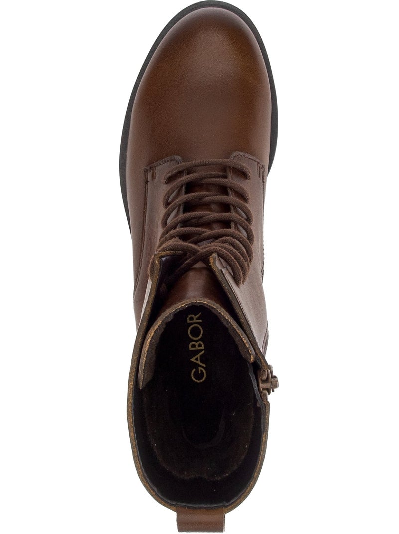 Bottines  en cuir lisse Marron - Kiabi