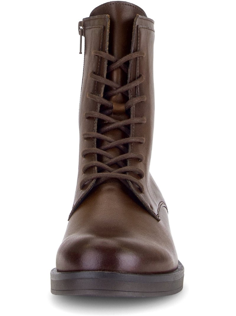 Bottines  en cuir lisse Marron - Kiabi