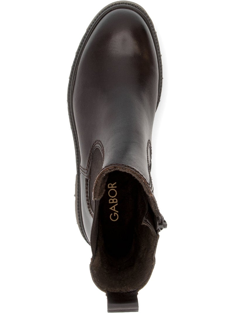 Bottines  en cuir lisse Marron - Kiabi