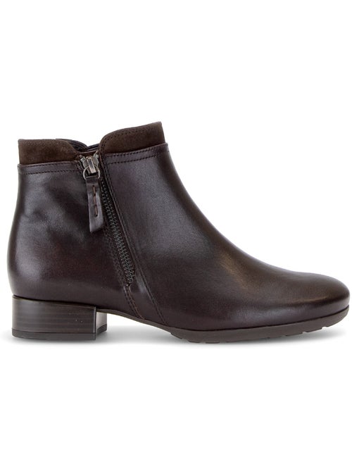 Bottines  en cuir lisse - Kiabi