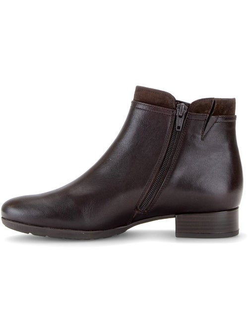 Bottines  en cuir lisse - Kiabi