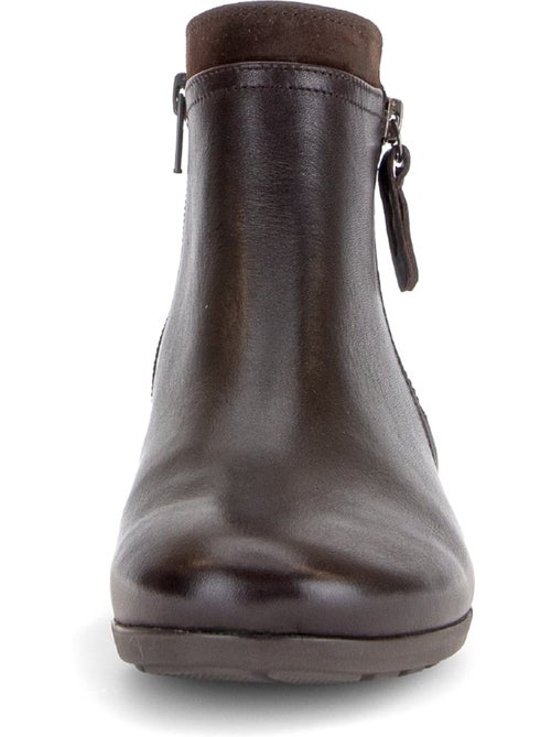 Bottines  en cuir lisse - Kiabi