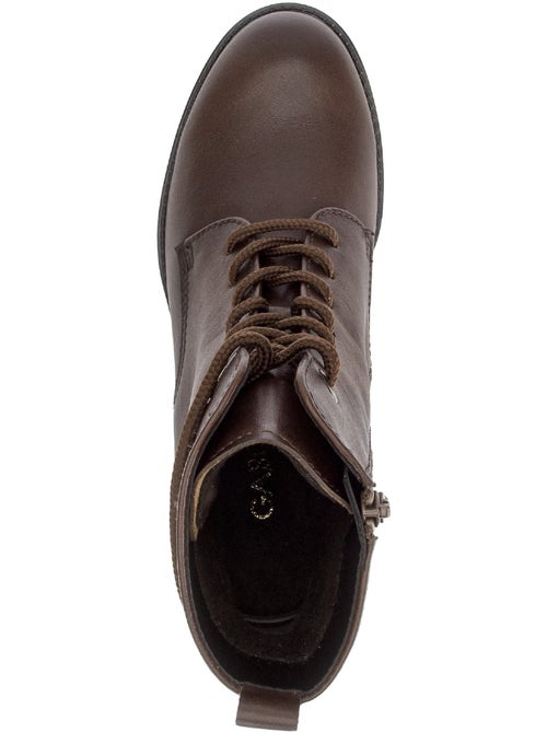 Bottines  en cuir lisse - Kiabi