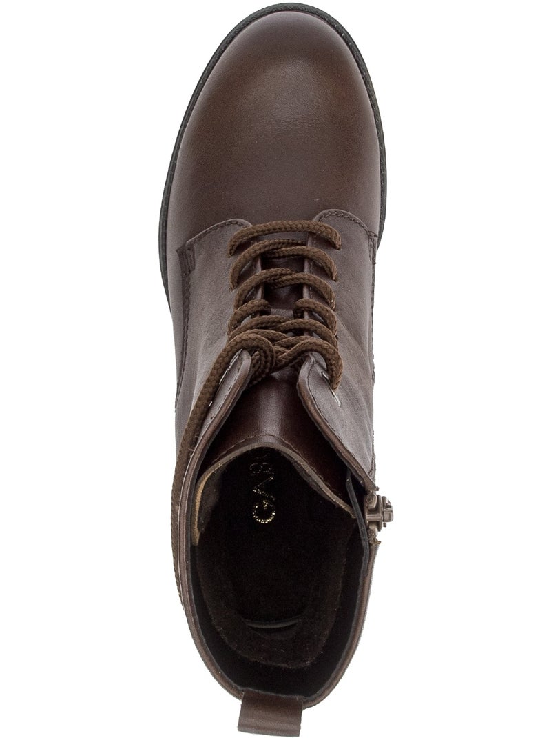 Bottines  en cuir lisse Marron - Kiabi