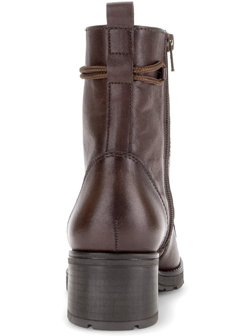 Bottines  en cuir lisse - Kiabi