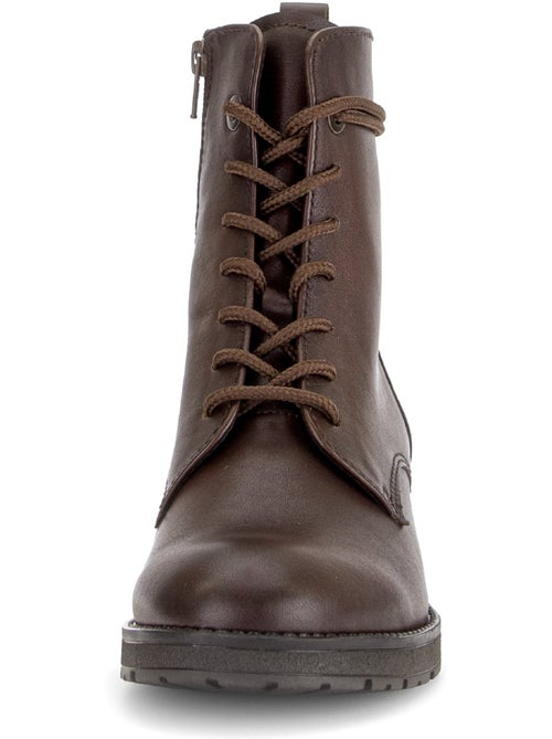 Bottines  en cuir lisse - Kiabi