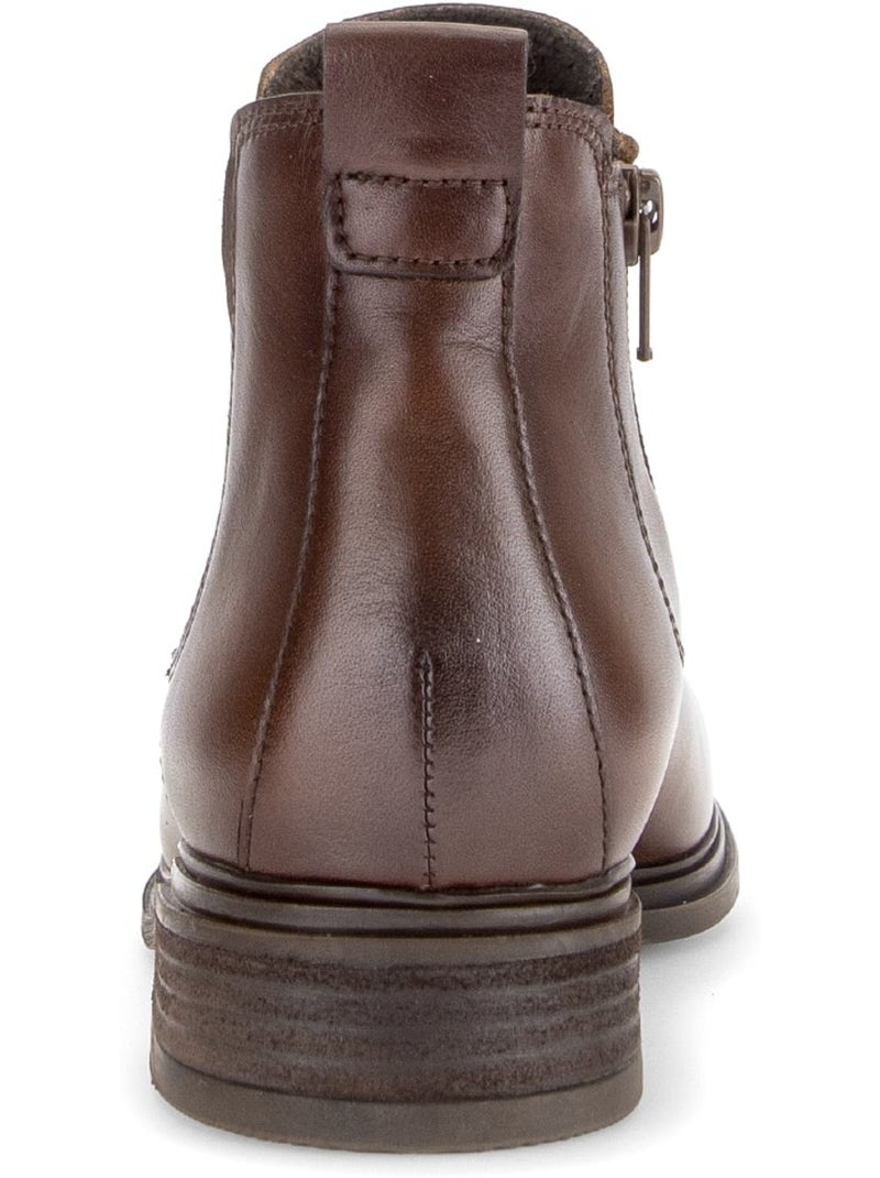 Bottines  en cuir lisse Marron - Kiabi