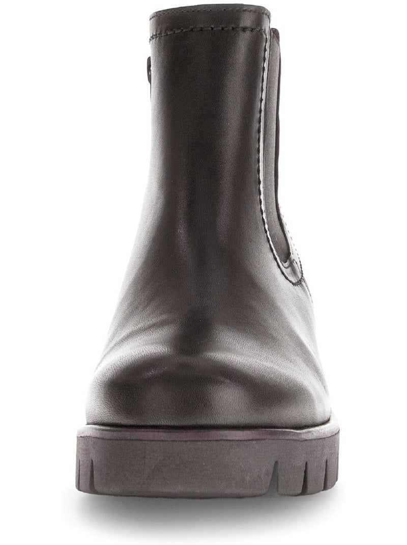 Bottines  en cuir lisse Marron - Kiabi