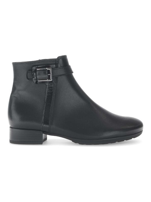 Bottines  en cuir lisse - Kiabi