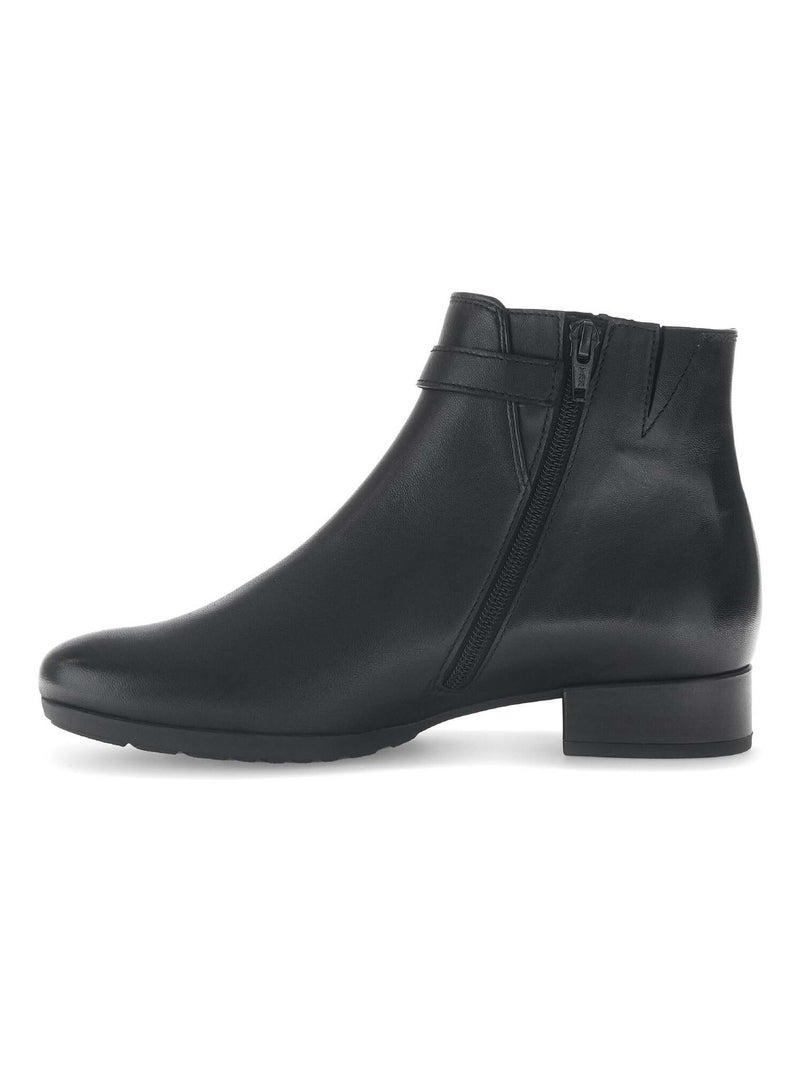 Bottines  en cuir lisse Noir - Kiabi