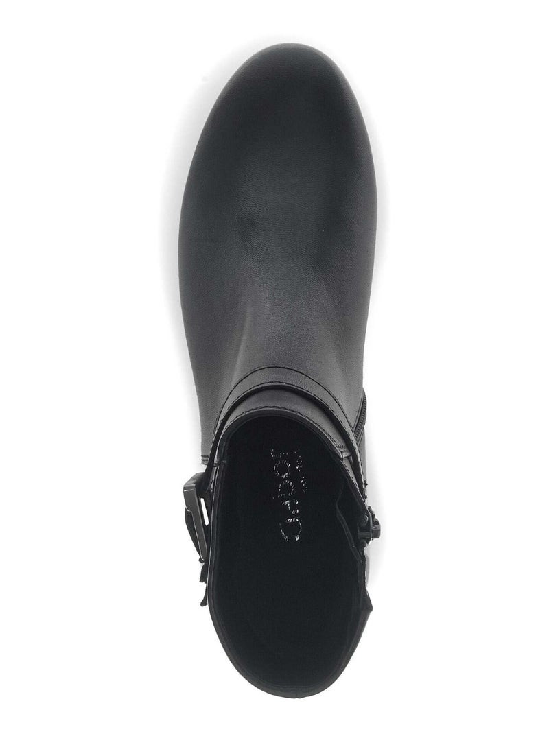 Bottines  en cuir lisse Noir - Kiabi