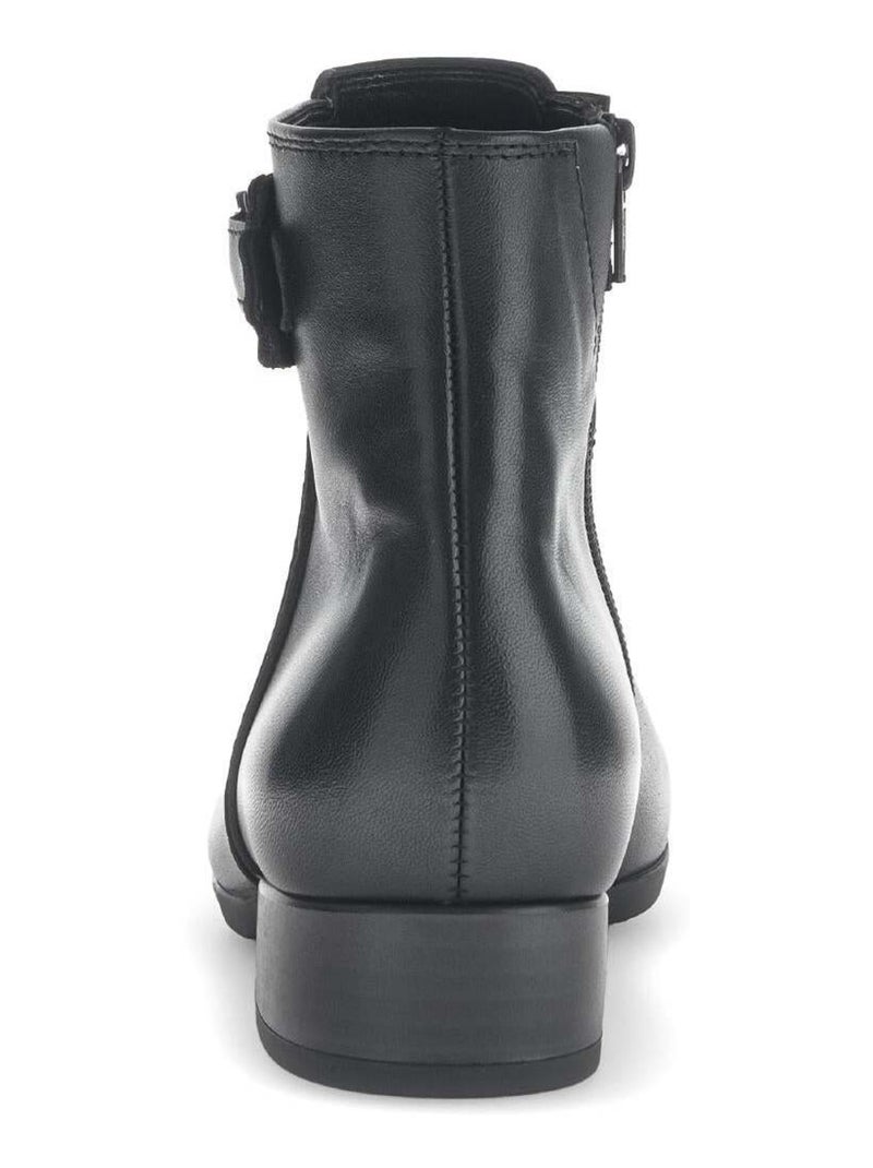 Bottines  en cuir lisse Noir - Kiabi