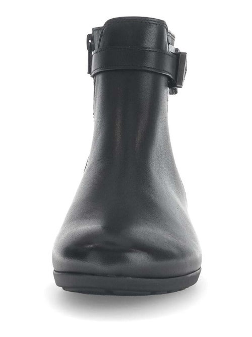 Bottines  en cuir lisse - Kiabi