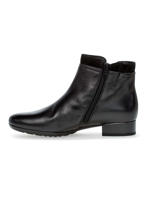 Bottines  en cuir lisse - Kiabi