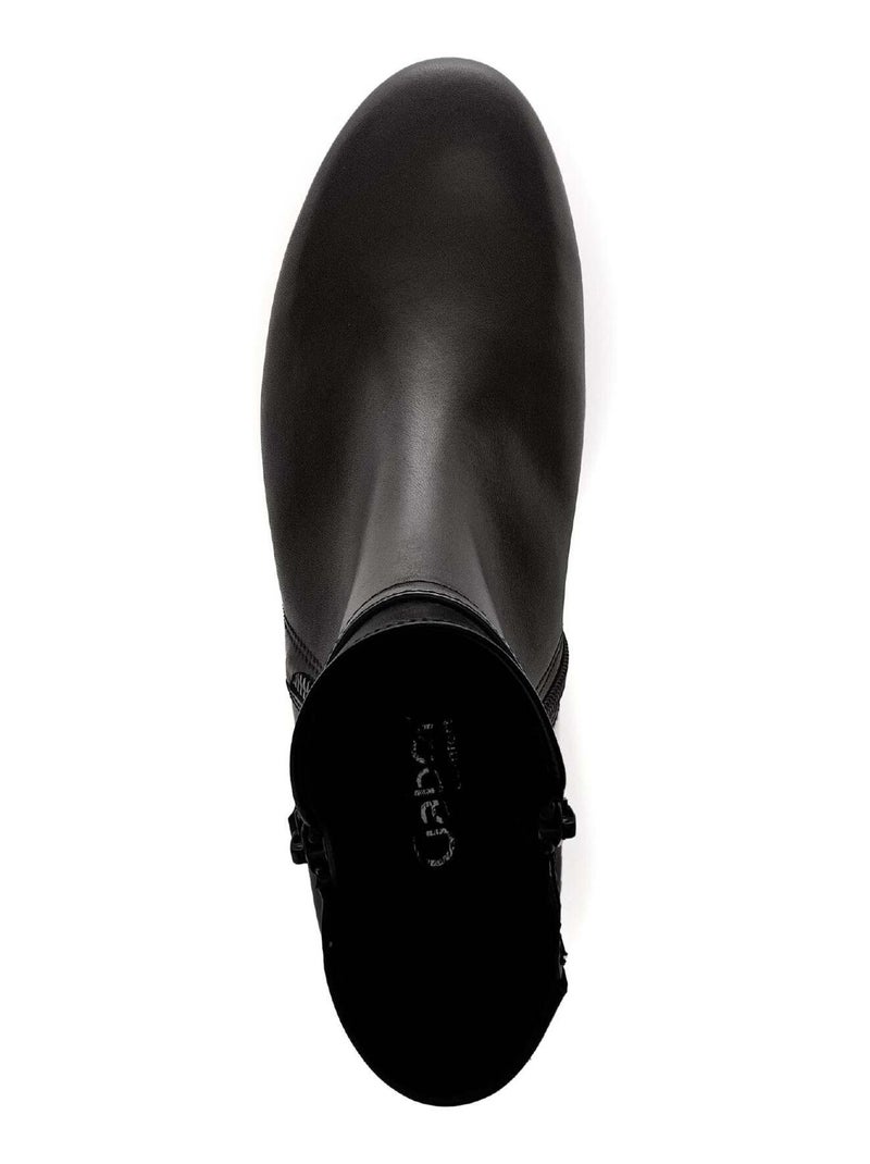 Bottines  en cuir lisse Noir - Kiabi