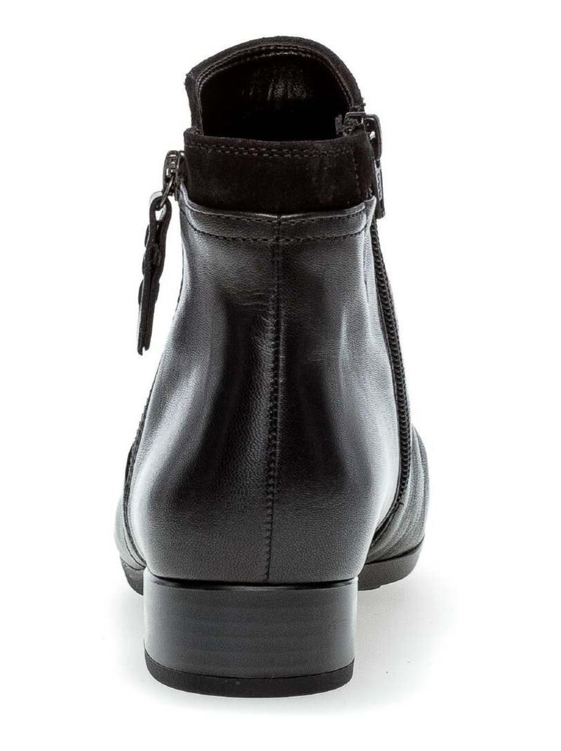 Bottines  en cuir lisse Noir - Kiabi