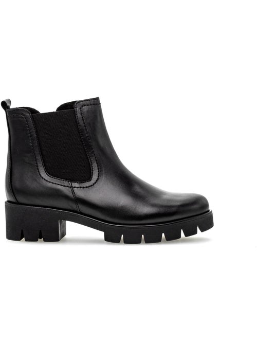 Bottines  en cuir lisse - Kiabi