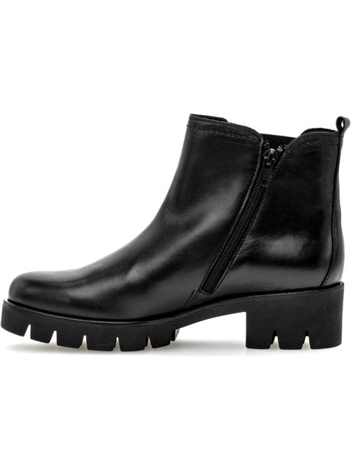 Bottines  en cuir lisse - Kiabi