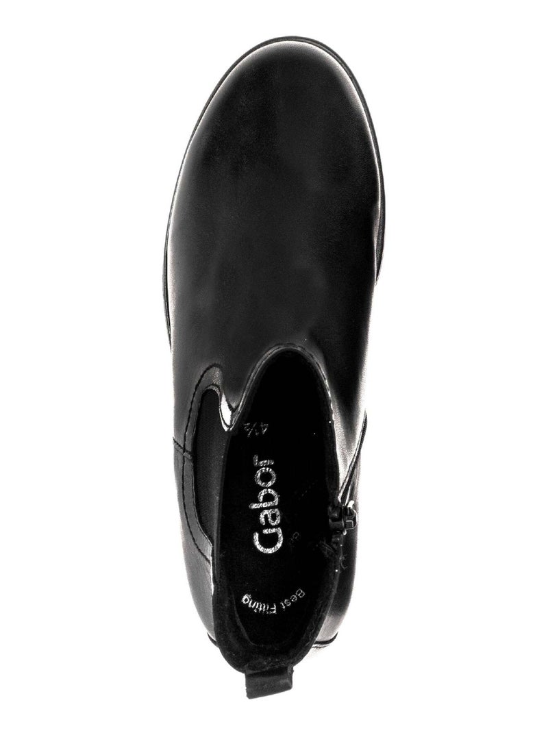 Bottines  en cuir lisse Noir - Kiabi