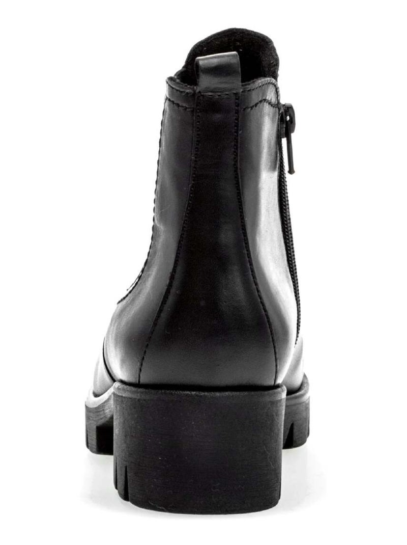 Bottines  en cuir lisse Noir - Kiabi