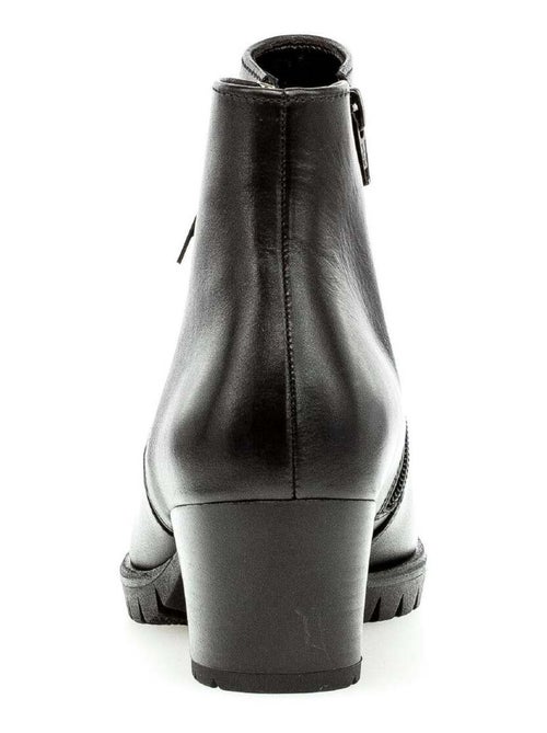 Bottines  en cuir lisse - Kiabi
