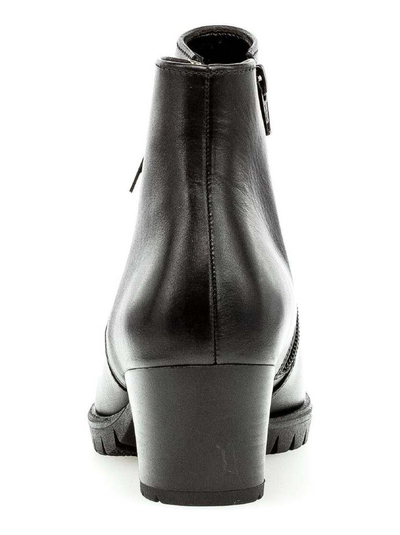 Bottines  en cuir lisse Noir - Kiabi