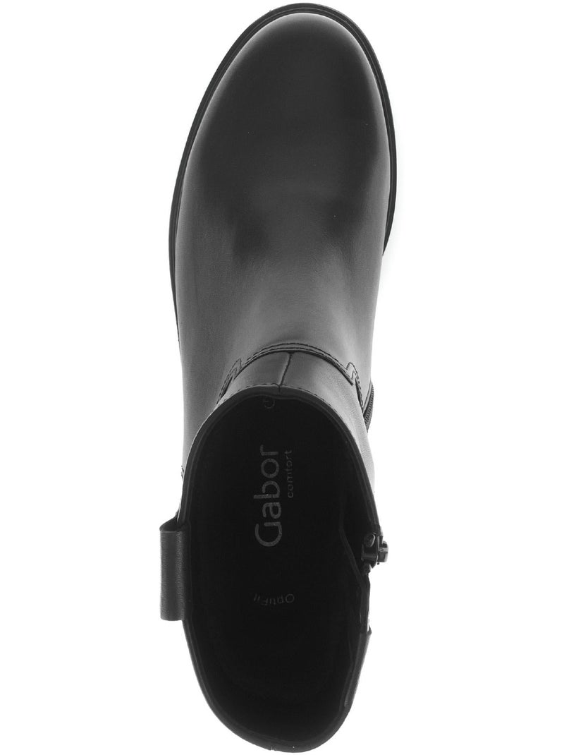 Bottines  en cuir lisse Noir - Kiabi