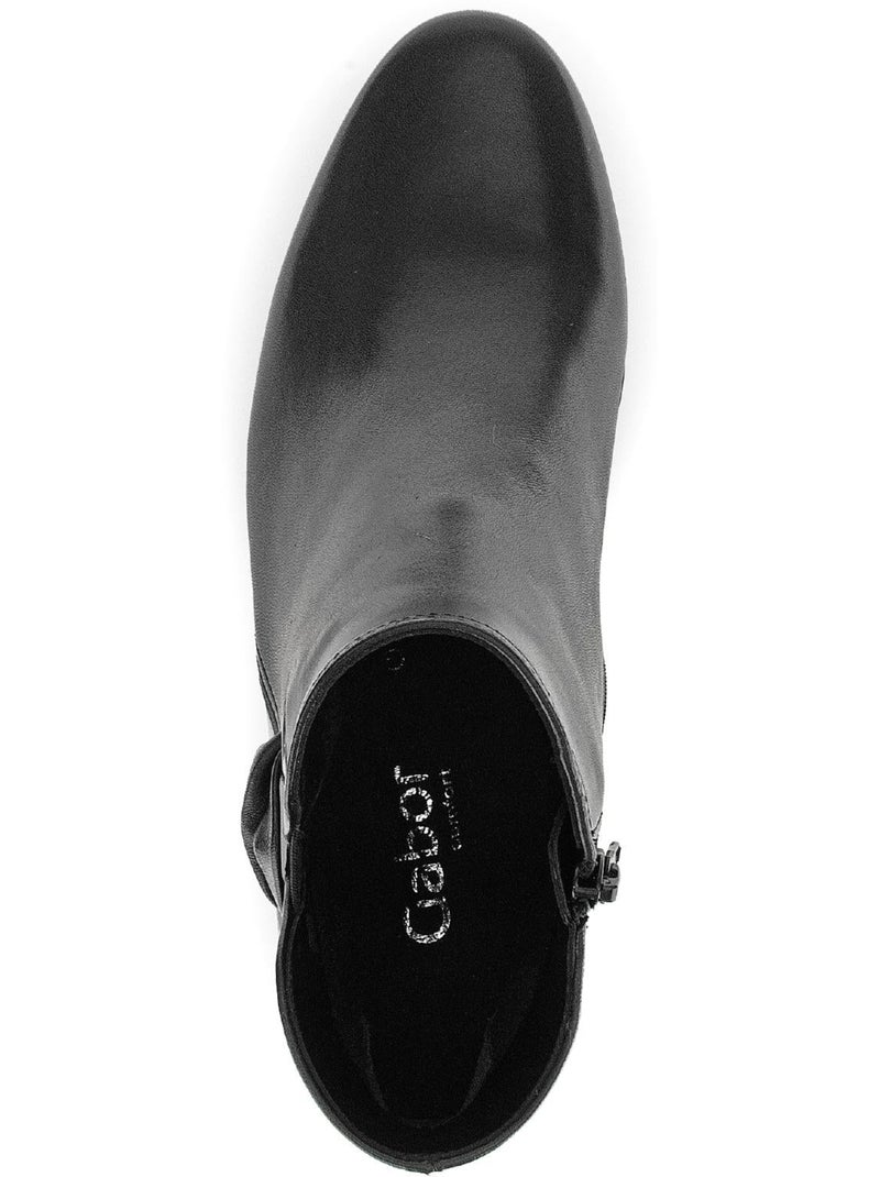 Bottines  en cuir lisse Noir - Kiabi