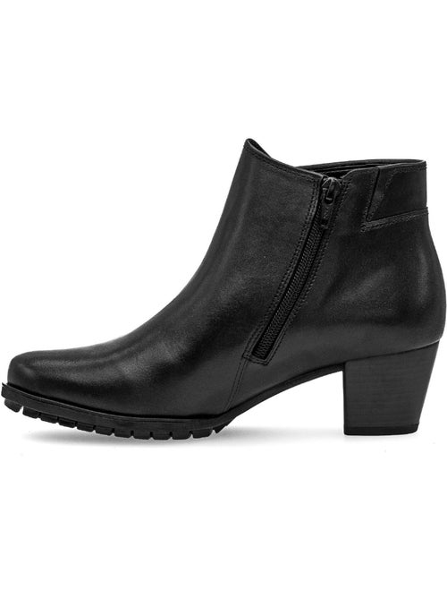 Bottines  en cuir lisse - Kiabi
