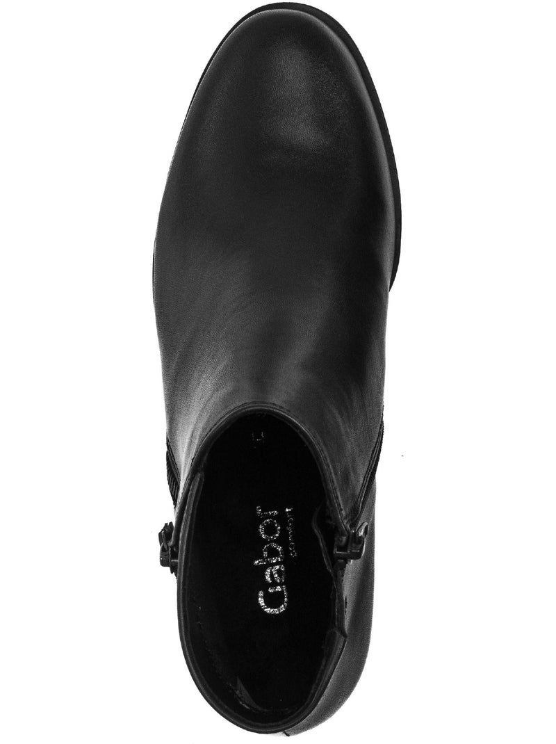 Bottines  en cuir lisse Noir - Kiabi