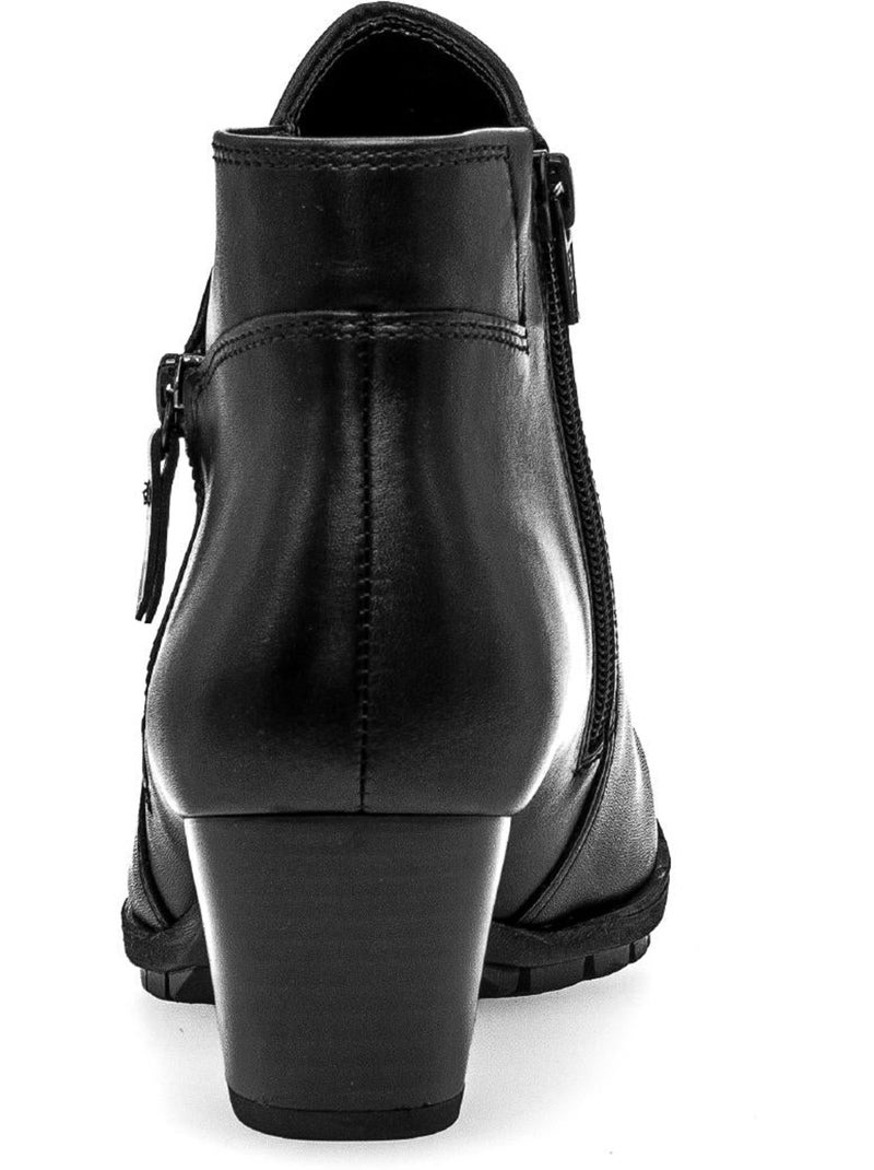 Bottines  en cuir lisse Noir - Kiabi