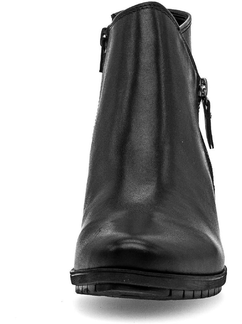 Bottines  en cuir lisse Noir - Kiabi