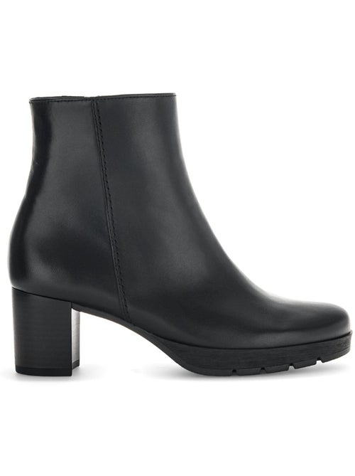 Bottines  en cuir lisse - Kiabi