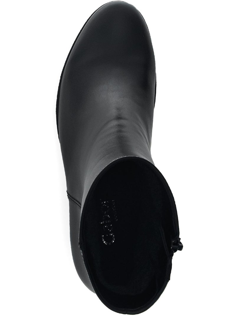 Bottines  en cuir lisse Noir - Kiabi