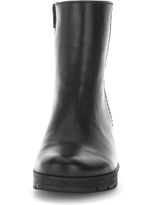 Bottines  en cuir lisse - Kiabi