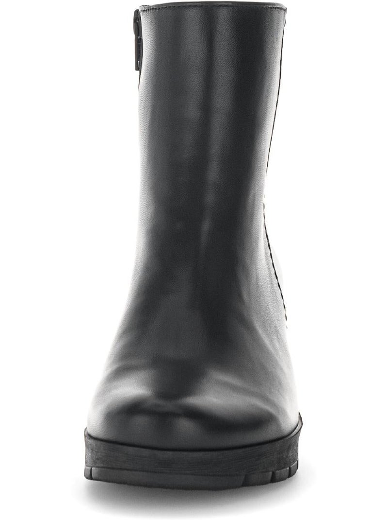 Bottines  en cuir lisse Noir - Kiabi