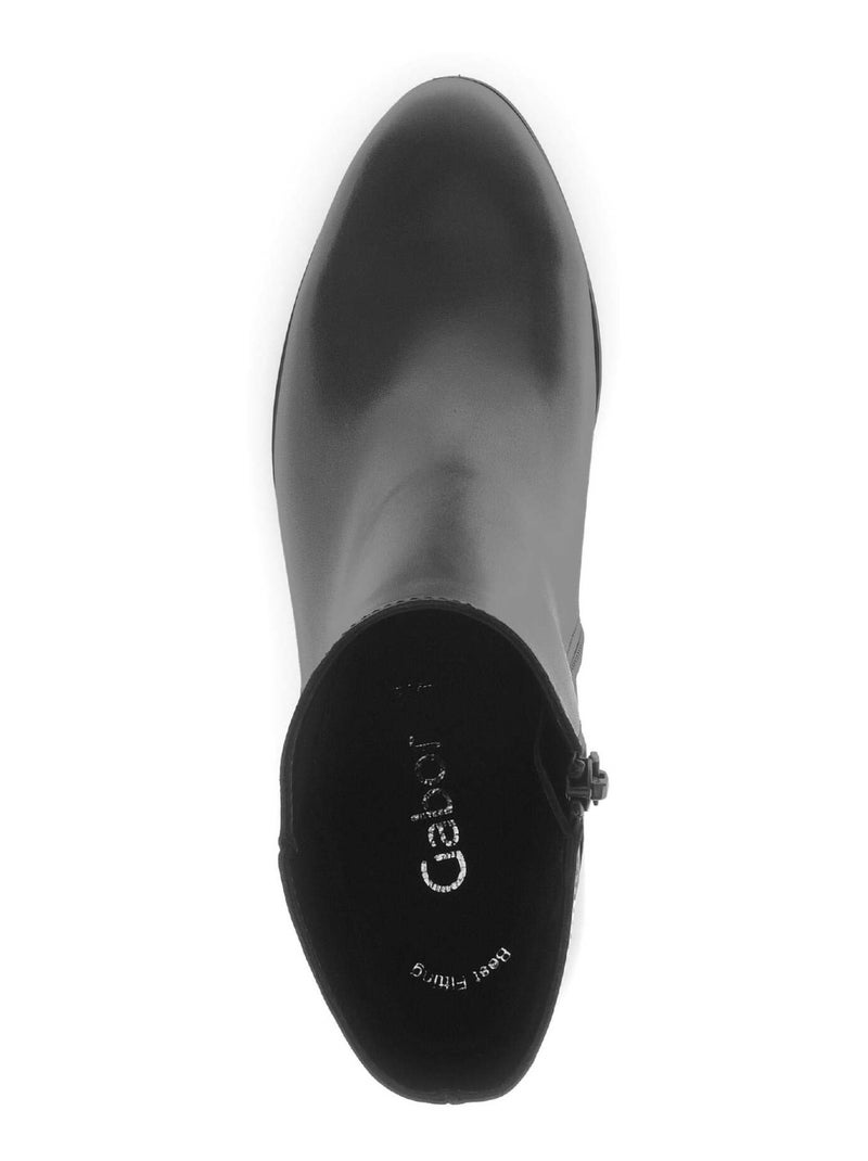 Bottines  en cuir lisse Noir - Kiabi